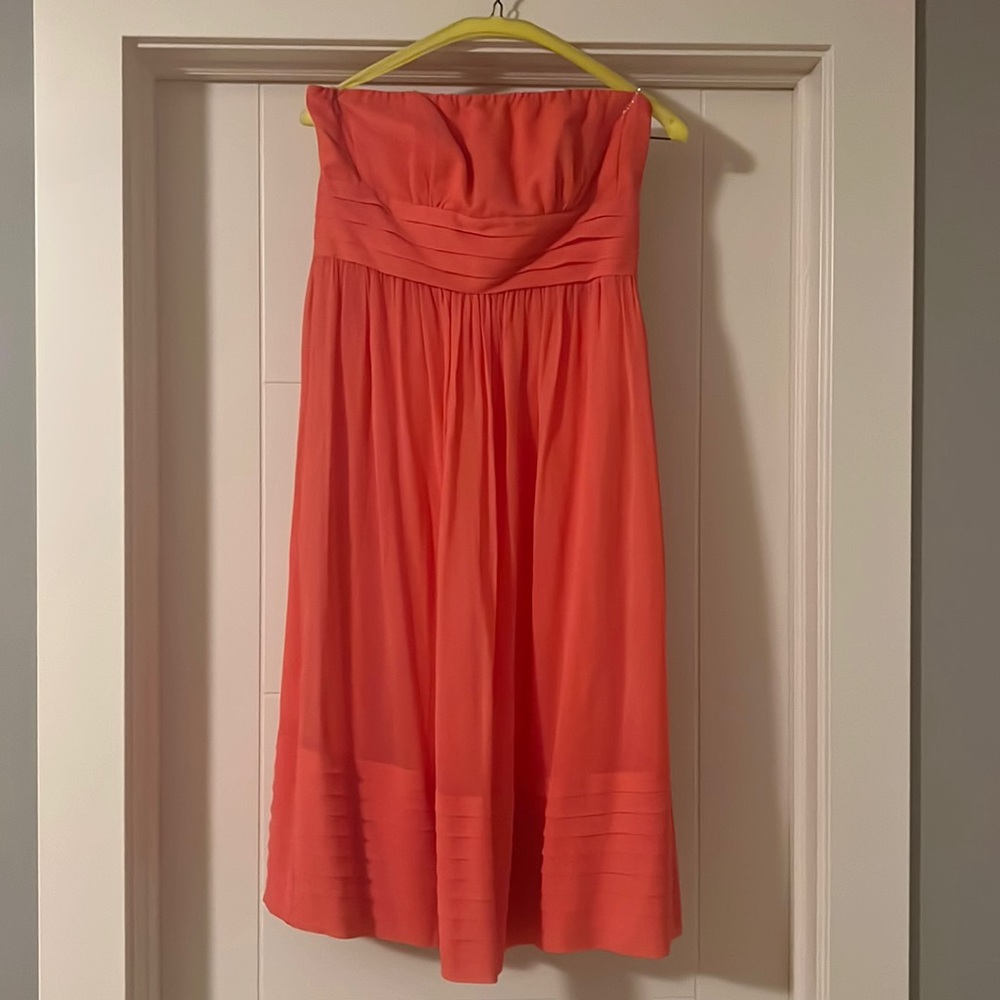 J. Crew 100% silk bridesmaid dress. Midi length, salmon color. Worn once.